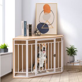 Mewoofun Wooden and Metal Dog House for Small/Medium Dog Crate Furniture Pets