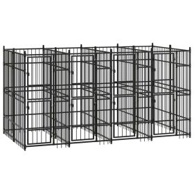 Outdoor Dog Kennel Steel 79.3 ftÂ² (Color: black)